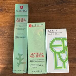 Erborian CC Red Correct &  Certella Red Serum, &  Erly Daily Dew skincare Set